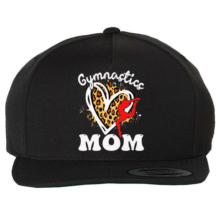 Gymnastics Mom Leopard Heart Gymnast Wo Mother's Day Wool Snapback Cap