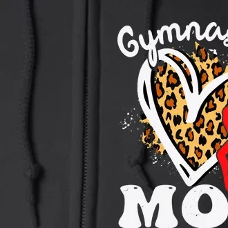 Gymnastics Mom Leopard Heart Gymnast Wo Mother's Day Full Zip Hoodie