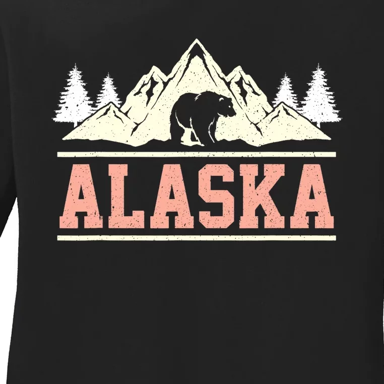 Glacier Mountain Landscape Alaskan Bear Wildlife Alaska Ladies Long Sleeve Shirt