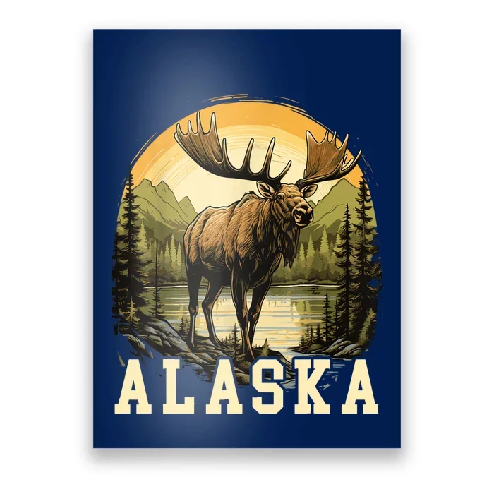 Glacier Mountain Landscape Alaskan Wildlife Alaska Moose Poster