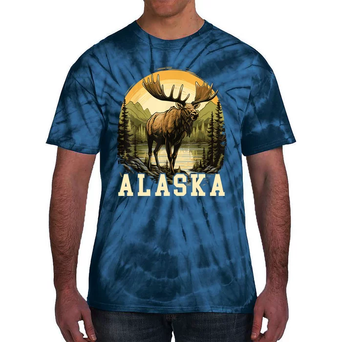 Glacier Mountain Landscape Alaskan Wildlife Alaska Moose Tie-Dye T-Shirt