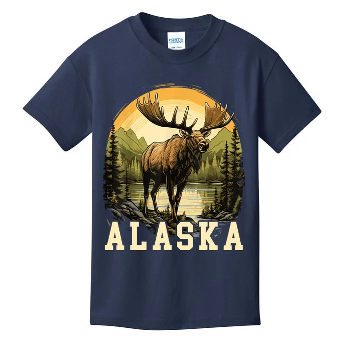 Glacier Mountain Landscape Alaskan Wildlife Alaska Moose Kids T-Shirt