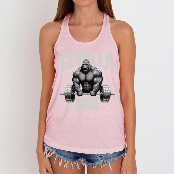 Gorilla Mode Lifting Weights Gym Workout Beast Motivation Meaningful Gift Women's Knotted Racerback Tank