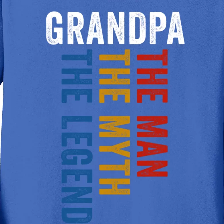 Grandpa Myth Legend Funny Granddad Opa Grandfather Gift Kids Long Sleeve Shirt