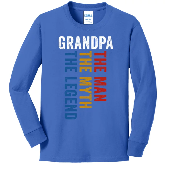 Grandpa Myth Legend Funny Granddad Opa Grandfather Gift Kids Long Sleeve Shirt