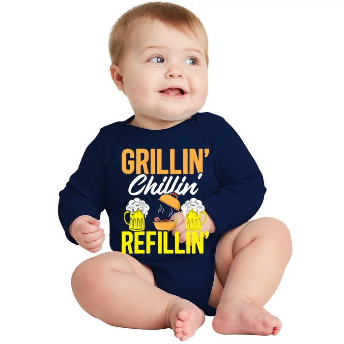 Griller Meat Lover Beer Ing Bbq Grilling Funny Barbecue Gift Baby Long Sleeve Bodysuit