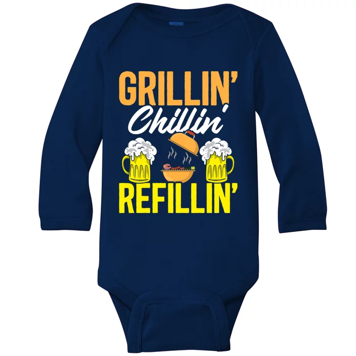 Griller Meat Lover Beer Ing Bbq Grilling Funny Barbecue Gift Baby Long Sleeve Bodysuit