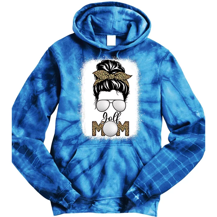 Golf Mom Life Messy Bun Hair Leopard Golf Gift Tie Dye Hoodie