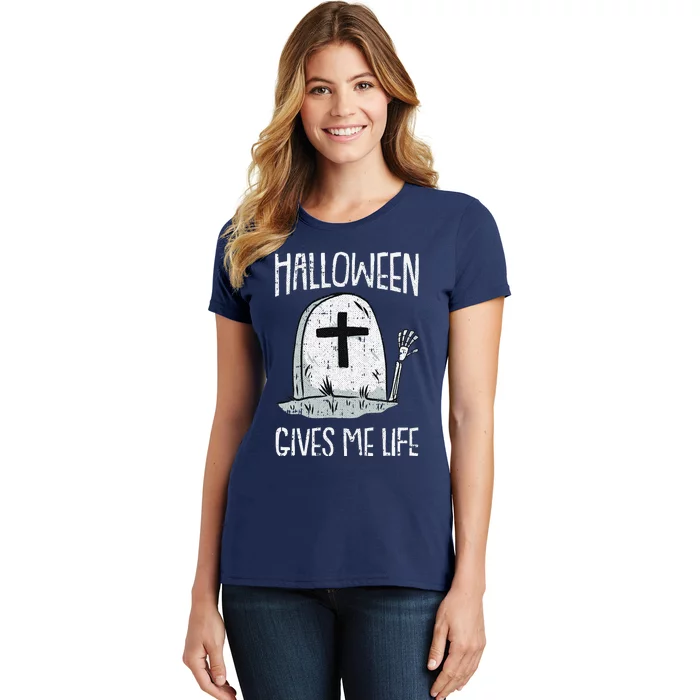 Gives Me Life Lazy Halloween Costume Funny Skeleton Hand Gift Women's T-Shirt