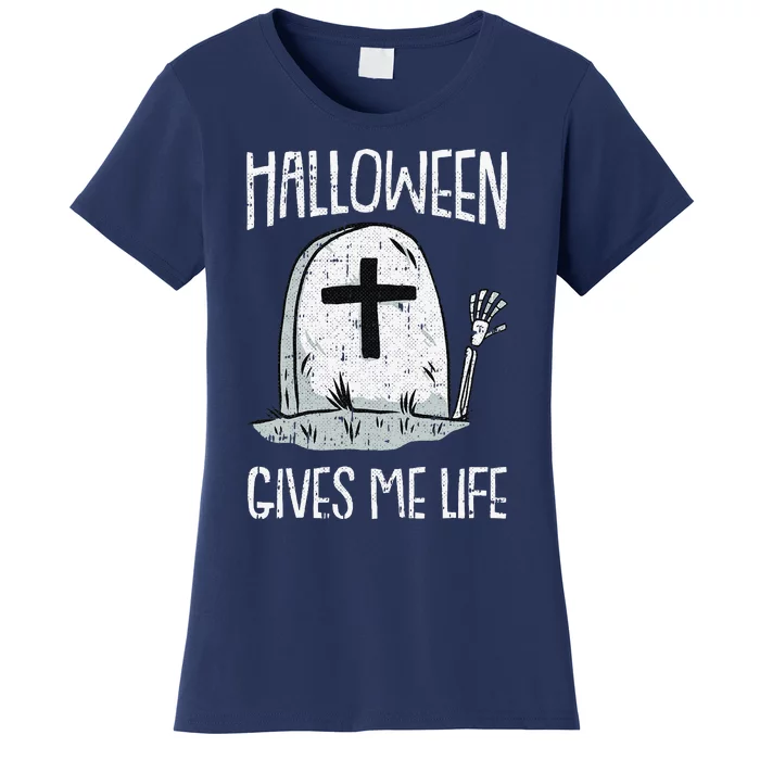 Gives Me Life Lazy Halloween Costume Funny Skeleton Hand Gift Women's T-Shirt