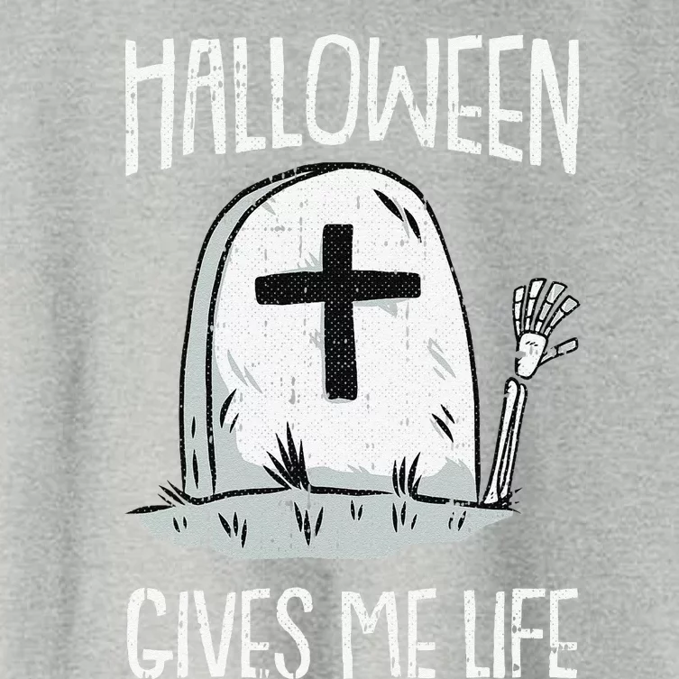 Gives Me Life Lazy Halloween Costume Funny Skeleton Hand Gift Women's Crop Top Tee