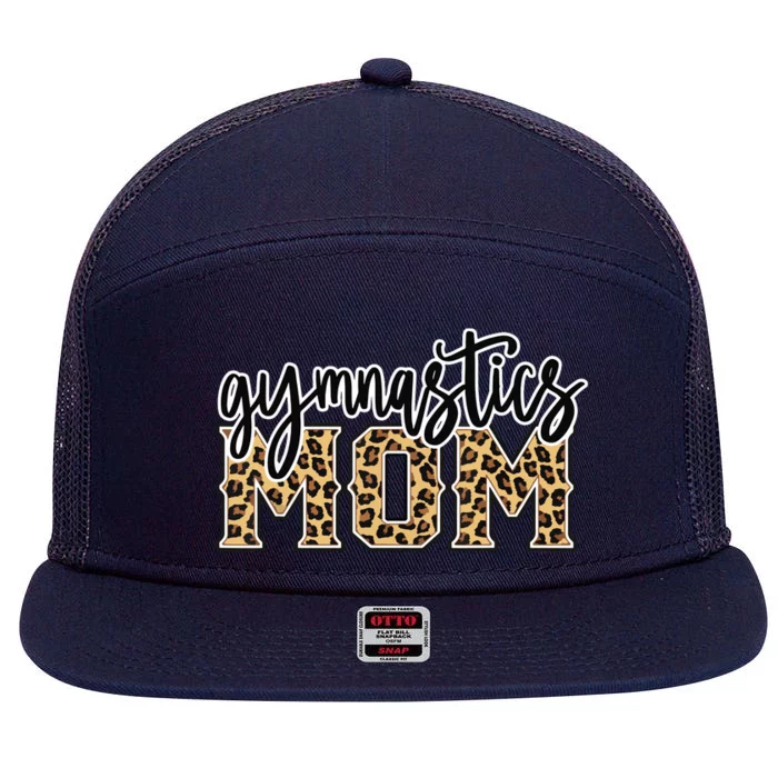 Gymnastics Mom Leopard Print Womens Proud Gymnast Mother 7 Panel Mesh Trucker Snapback Hat