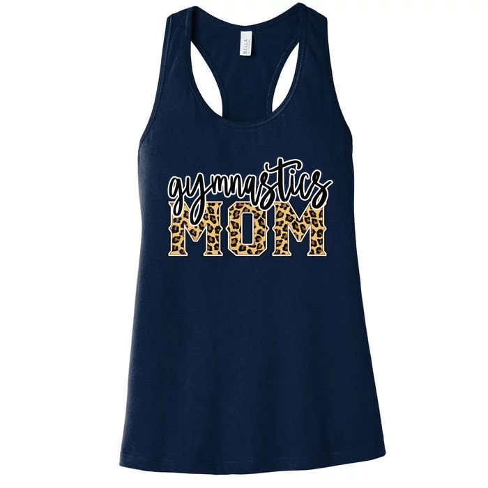 Gymnastics Mom Leopard Print Womens Proud Gymnast Mother Women's Racerback Tank