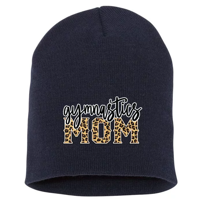 Gymnastics Mom Leopard Print Womens Proud Gymnast Mother Short Acrylic Beanie