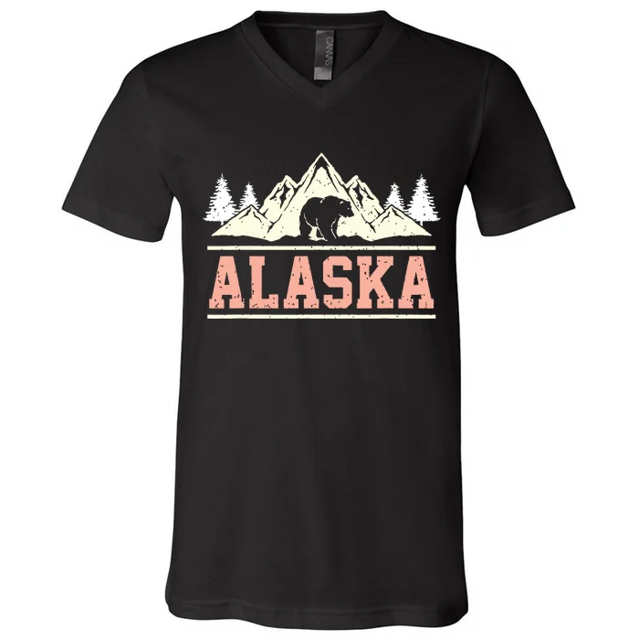 Glacier Mountain Landscape Alaskan Bear Wildlife Alaska V-Neck T-Shirt