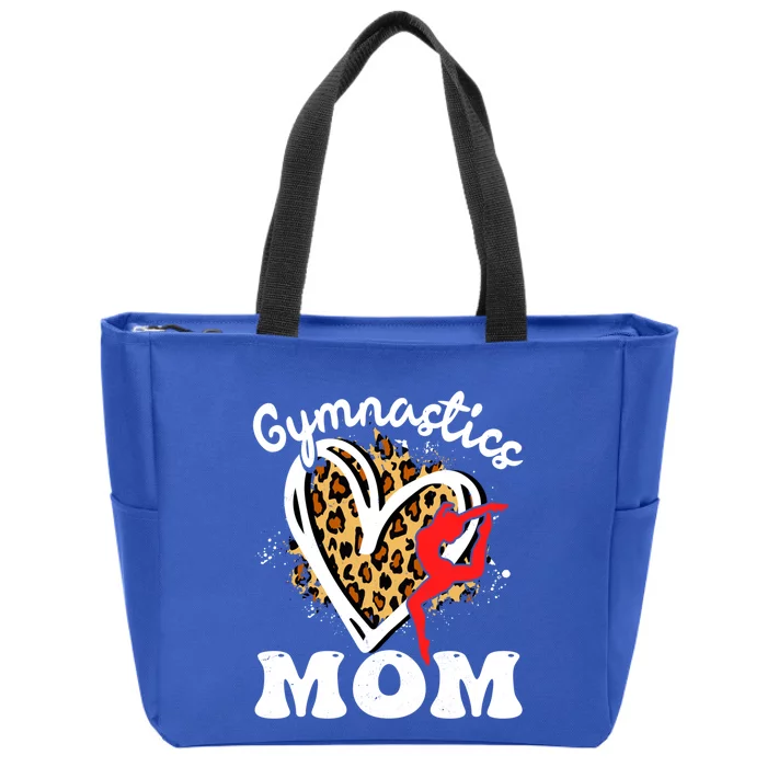 Gymnastics Mom Leopard Heart Gymnast Mother's Day Cute Gift Zip Tote Bag