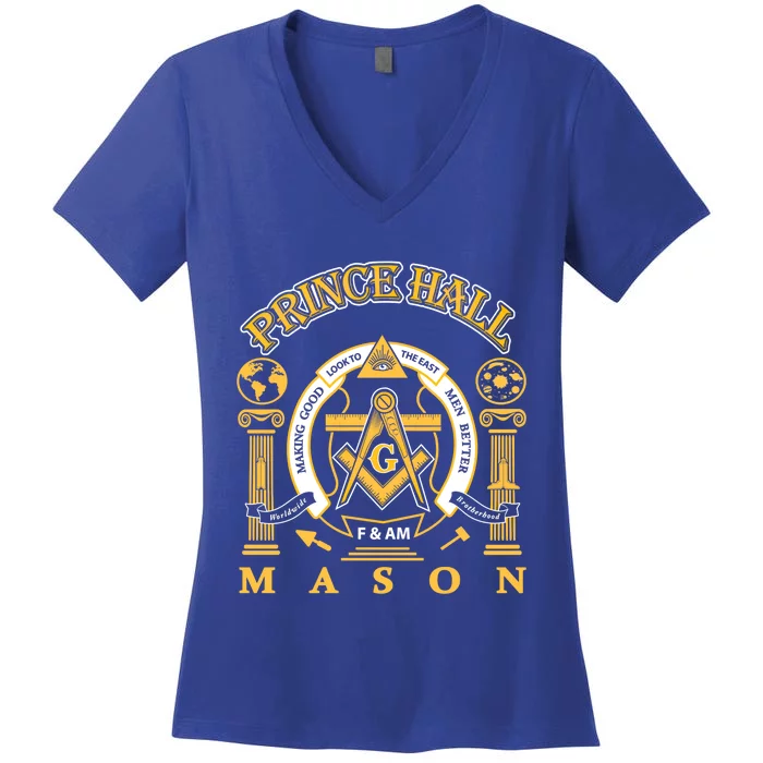 Greats Mason: Masonic Prince Hall Masons Presidents Day Gift Funny Gift Women's V-Neck T-Shirt