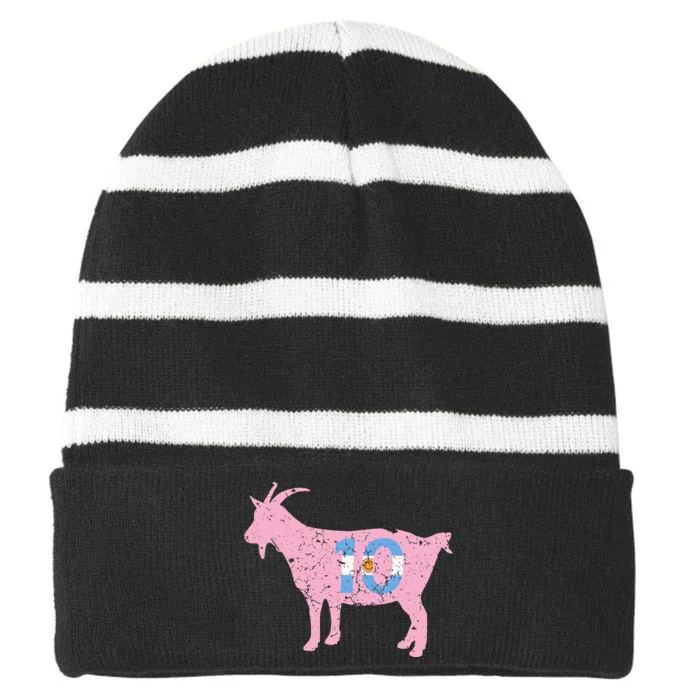 Goat Miami Mvp 10 Greatest Of All Time Striped Beanie with Solid Band