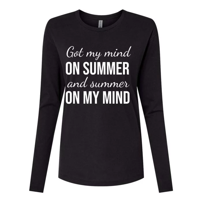 Got My Mind On Summer Beach Vacation Gift Womens Cotton Relaxed Long Sleeve T-Shirt