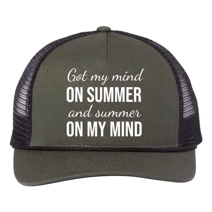 Got My Mind On Summer Beach Vacation Gift Retro Rope Trucker Hat Cap