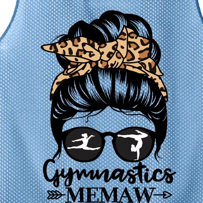 Gymnastics Memaw Messy Bun Hair Funny Gymnast Memaw Gift Mesh Reversible Basketball Jersey Tank