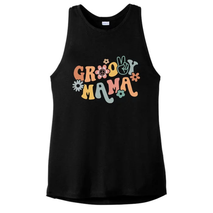 Groovy Mama Matching Family 1st Birthday Party Ladies Tri-Blend Wicking Tank