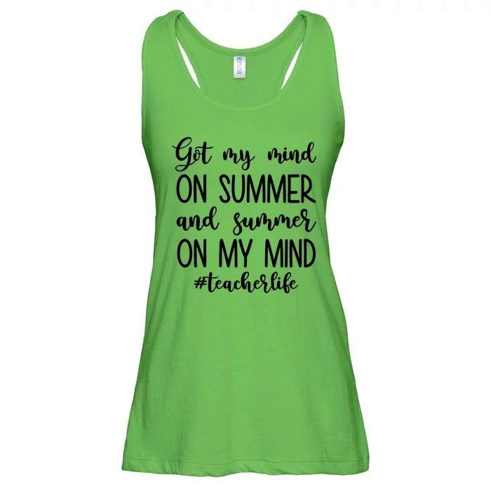 Got My Mind On Summer Teacher Life Ladies Essential Flowy Tank