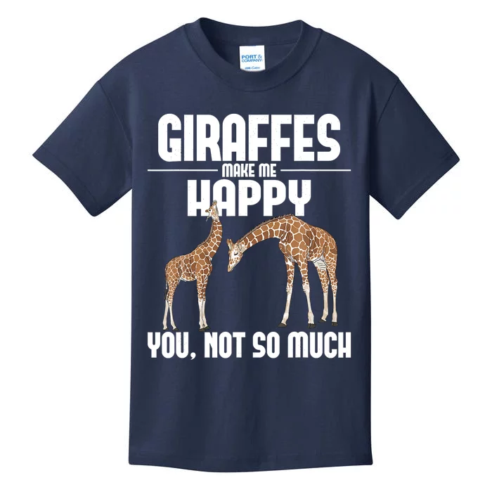 Giraffes Make Me Happy Safari Zoo Animal Lover Giraffe Kids T-Shirt