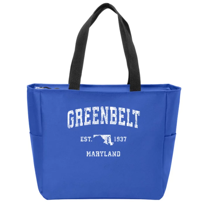 Greenbelt Maryland Md Vintage Athletic Sports Zip Tote Bag