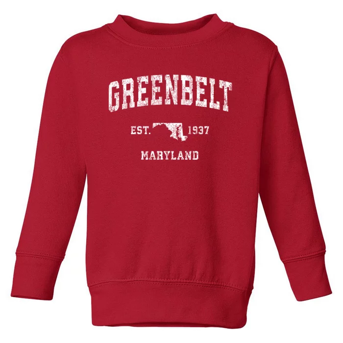 Greenbelt Maryland Md Vintage Athletic Sports Toddler Sweatshirt