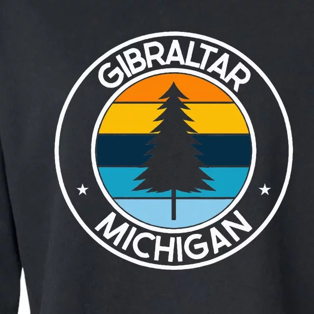 Gibraltar Michigan Mi Usa City Pride Retro Sunset Cropped Pullover Crew