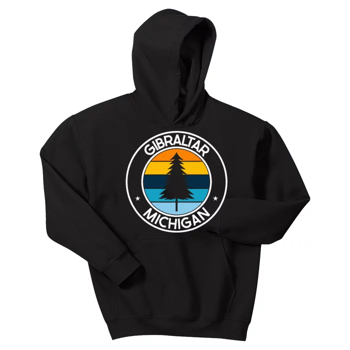 Gibraltar Michigan Mi Usa City Pride Retro Sunset Kids Hoodie