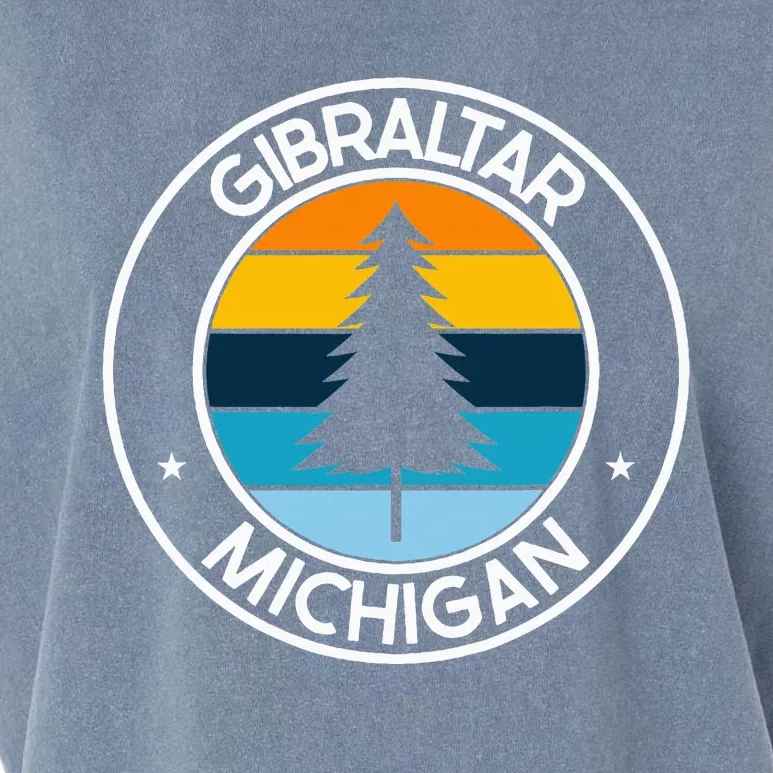 Gibraltar Michigan Mi Usa City Pride Retro Sunset Garment-Dyed Women's Muscle Tee