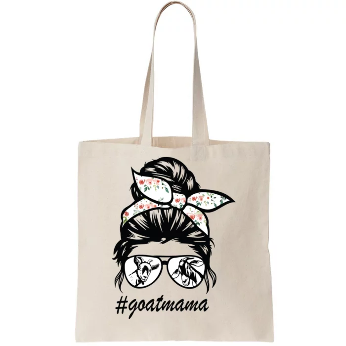 Goat Mama Messy Bun Goat Mom Messy Bun Hair Glasses Tote Bag