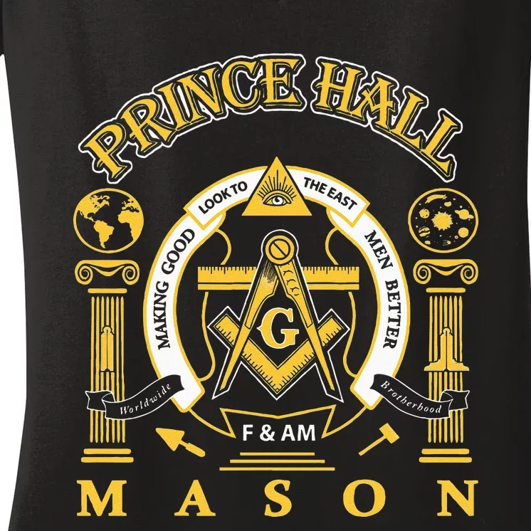 Greats Mason Masonic Prince Hall Masons Presidents Day Gift Women's V-Neck T-Shirt