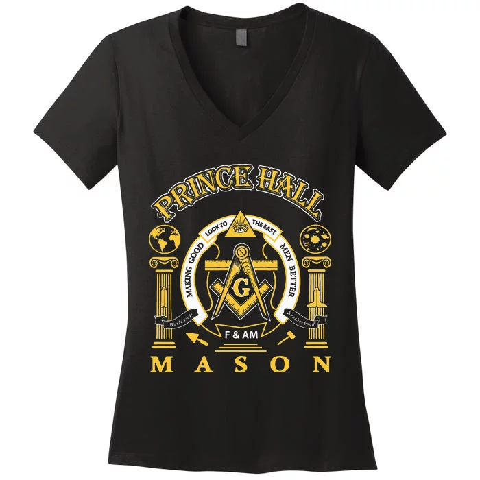 Greats Mason Masonic Prince Hall Masons Presidents Day Gift Women's V-Neck T-Shirt