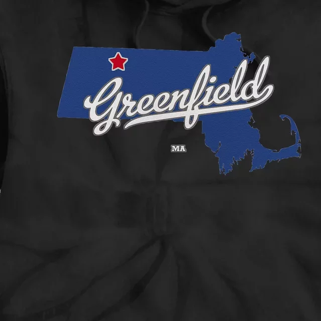 Greenfield Massachusetts MA Map Tie Dye Hoodie