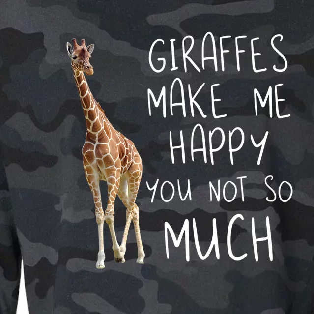 Giraffe Make Me Happy Cool Drawing Print Giraffe Cropped Pullover Crew