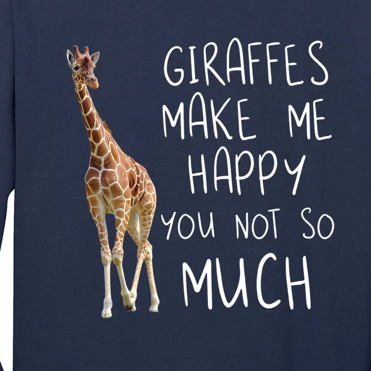 Giraffe Make Me Happy Cool Drawing Print Giraffe Tall Long Sleeve T-Shirt