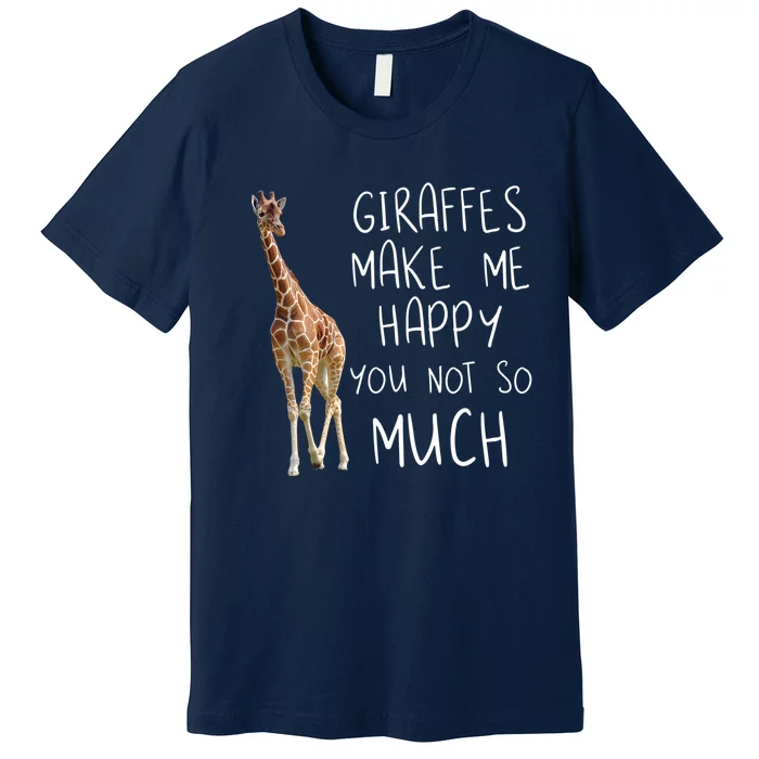 Giraffe Make Me Happy Cool Drawing Print Giraffe Premium T-Shirt