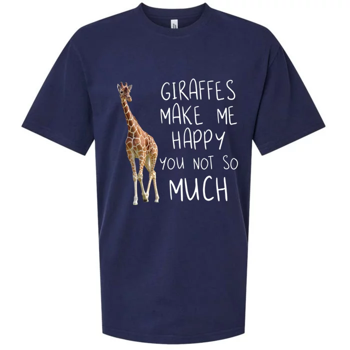 Giraffe Make Me Happy Cool Drawing Print Giraffe Sueded Cloud Jersey T-Shirt