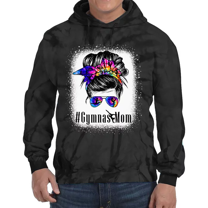 Gymnastics Mom Messy Bun Bleached Gymnast Tie Dye Hoodie