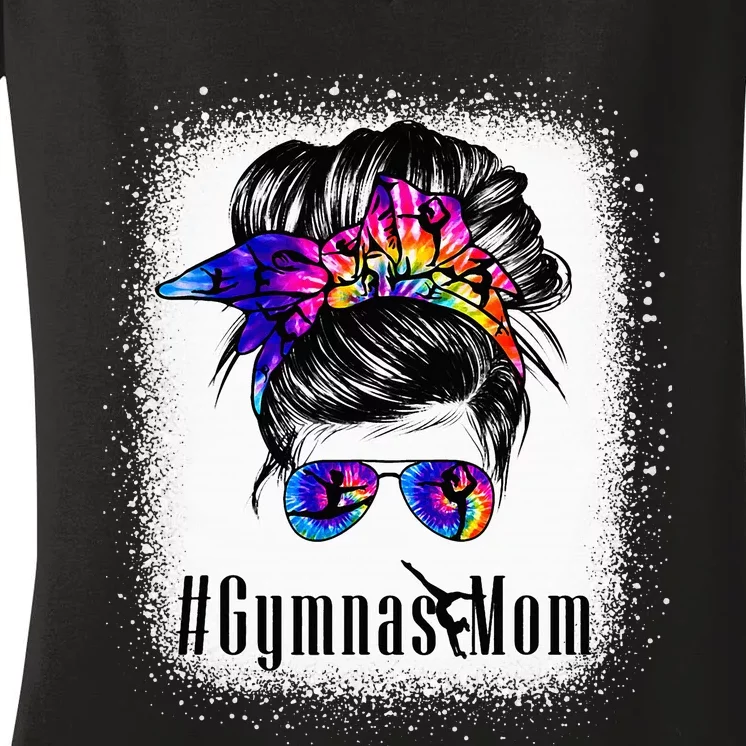 Gymnastics Mom Messy Bun Bleached Gymnast Women's V-Neck T-Shirt