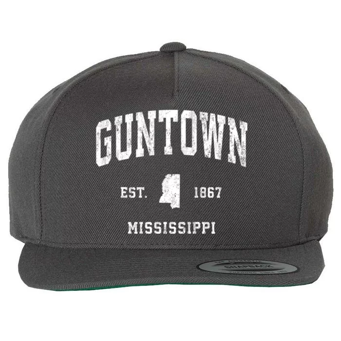 Guntown Mississippi Ms Vintage Athletic Sports Wool Snapback Cap