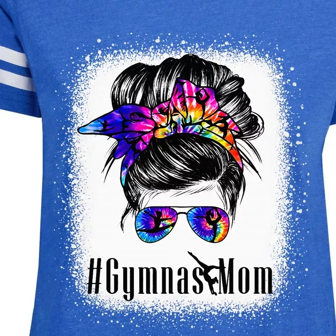 Gymnastics Mom Messy Bun Bleached Gymnast Women MotherS Day Enza Ladies Jersey Football T-Shirt