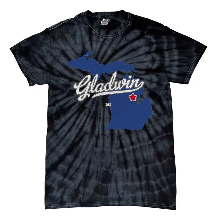 Gladwin Michigan MI Map Tie-Dye T-Shirt