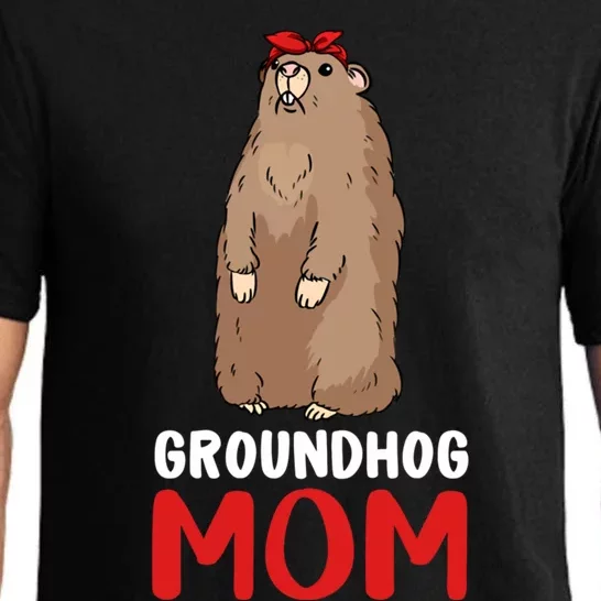 Groundhog Mom Mama Cute Woodchuck Funny Groundhog Day Gift Pajama Set