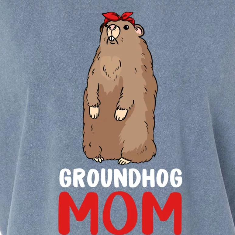 Groundhog Mom Mama Cute Woodchuck Funny Groundhog Day Gift Garment-Dyed Women's Muscle Tee