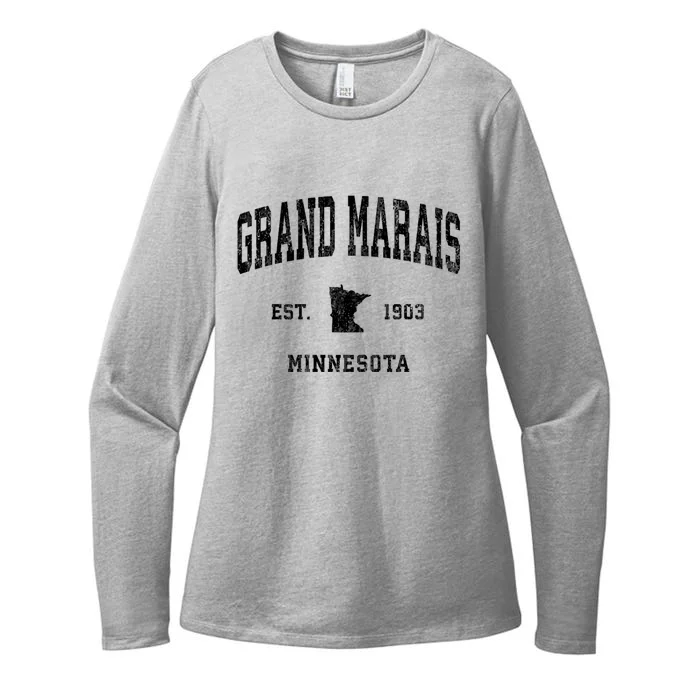 Grand Marais Minnesota Mn Vintage Athletic Womens CVC Long Sleeve Shirt