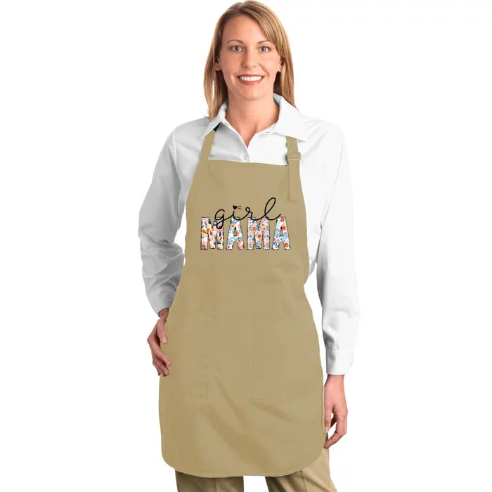 Girl Mama Mom Floral Mothers Funny Vintage Full-Length Apron With Pocket